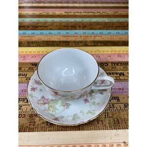 HUTSCHENREUTHER GERMANY MAPLE LEAF TEACUP & SAUCER 2 PCs